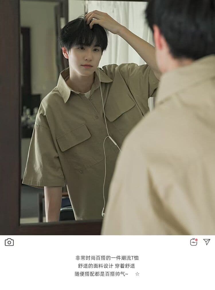 2026 여름 새로운 레트로 캐주얼 디자인 센스 작은 대중 루즈핏 품격 다용도 워크웨어 맨위 남자 상세 이미지 1