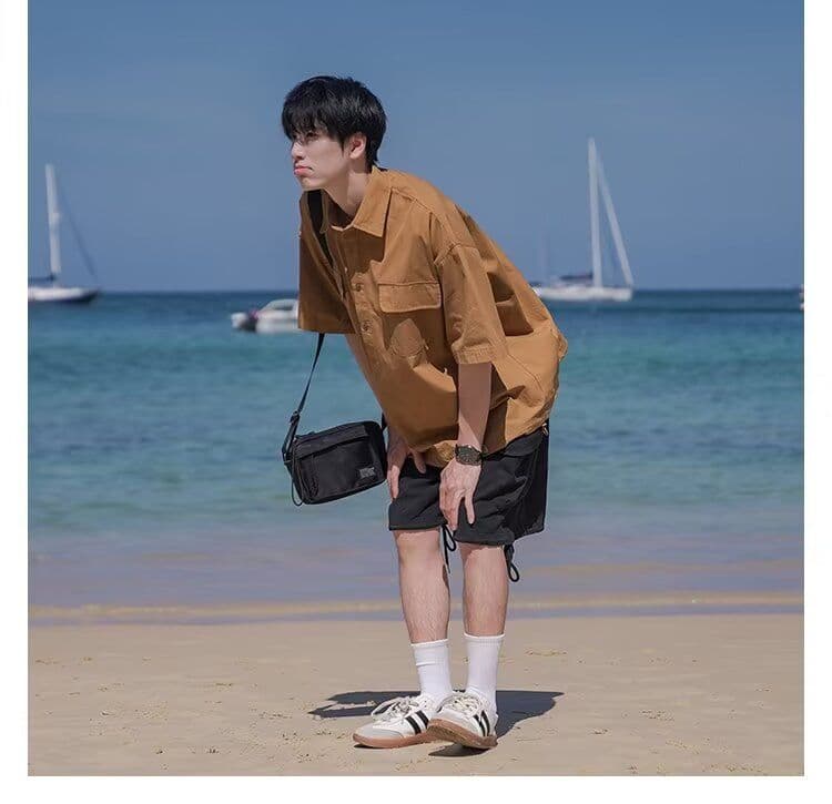 2026 여름 새로운 레트로 캐주얼 디자인 센스 작은 대중 루즈핏 품격 다용도 워크웨어 맨위 남자 상세 이미지 28