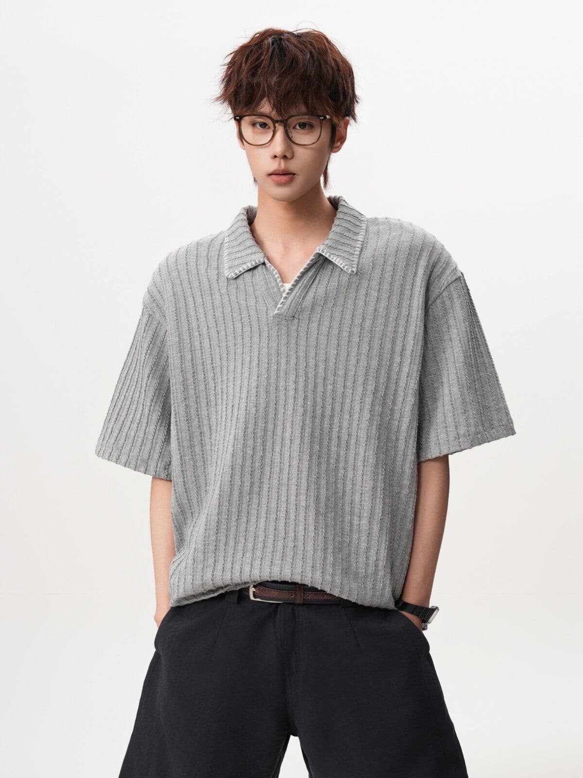 2026 새로운 오래된 돈 바람 레트로 폴로 칼라 POLO 셔츠 여름 높음 거리 손 바느질 반팔 조수 브랜드 니트 스웨터 상세 이미지 2