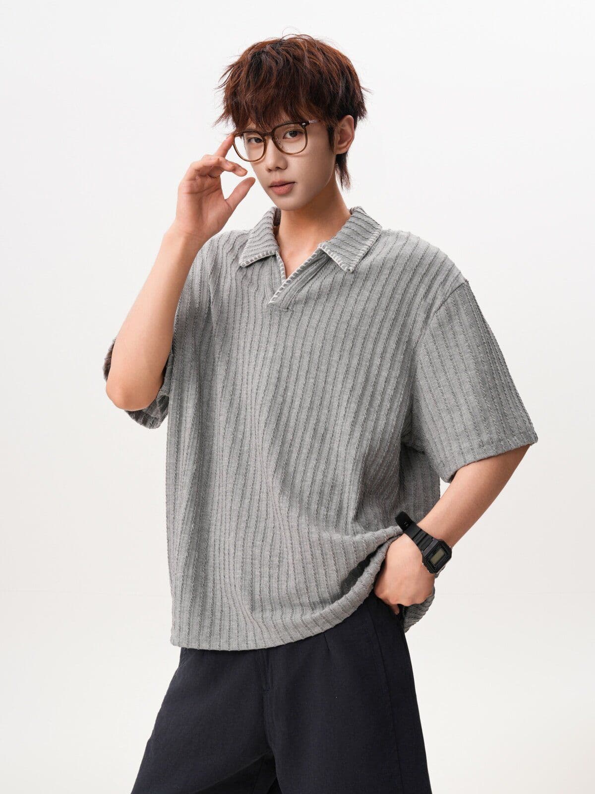 2026 새로운 오래된 돈 바람 레트로 폴로 칼라 POLO 셔츠 여름 높음 거리 손 바느질 반팔 조수 브랜드 니트 스웨터 상세 이미지 8