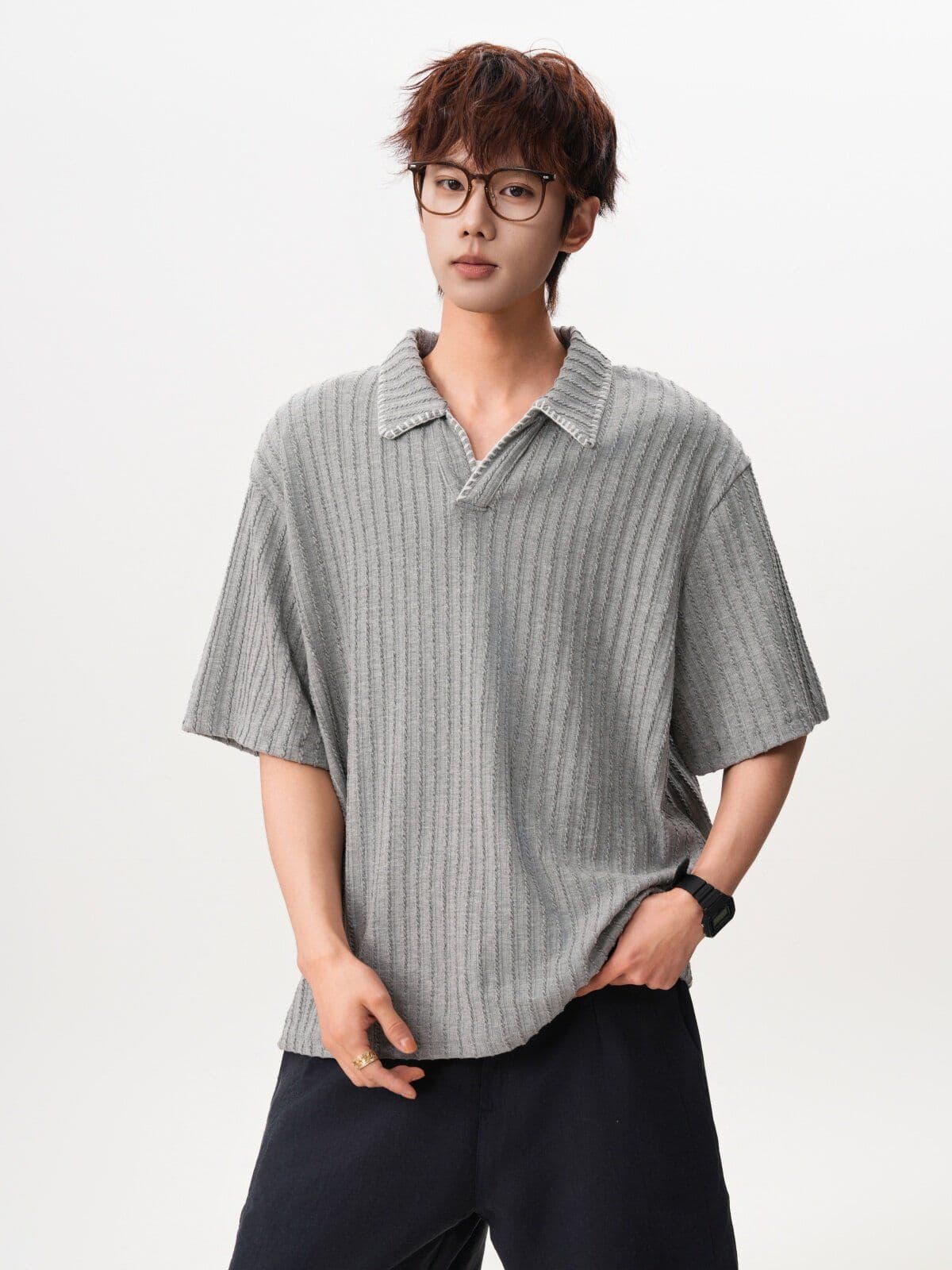 2026 새로운 오래된 돈 바람 레트로 폴로 칼라 POLO 셔츠 여름 높음 거리 손 바느질 반팔 조수 브랜드 니트 스웨터 상세 이미지 9