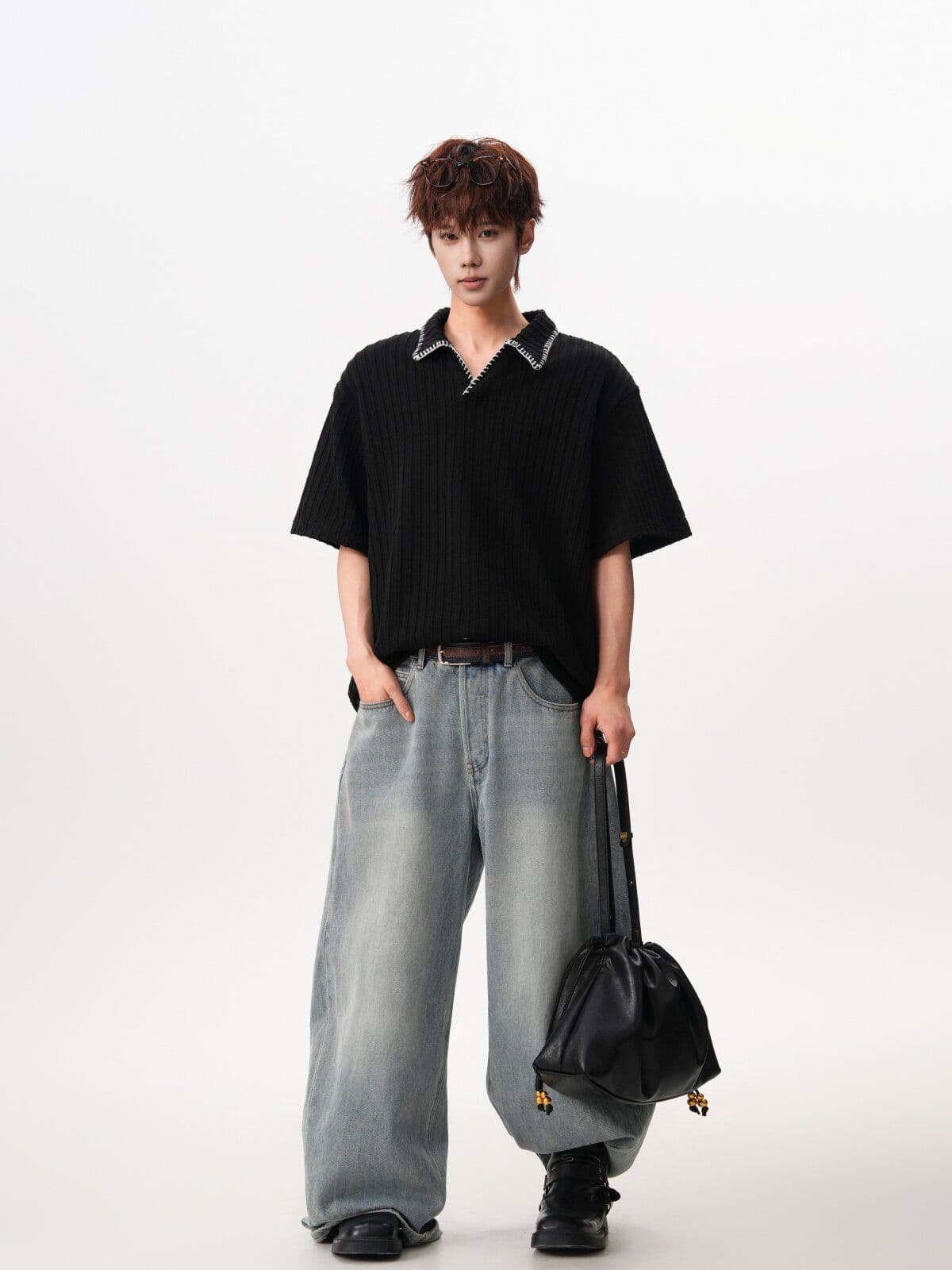 2026 새로운 오래된 돈 바람 레트로 폴로 칼라 POLO 셔츠 여름 높음 거리 손 바느질 반팔 조수 브랜드 니트 스웨터 상세 이미지 15