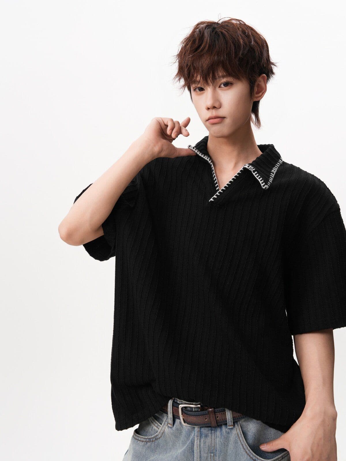 2026 새로운 오래된 돈 바람 레트로 폴로 칼라 POLO 셔츠 여름 높음 거리 손 바느질 반팔 조수 브랜드 니트 스웨터 상세 이미지 16