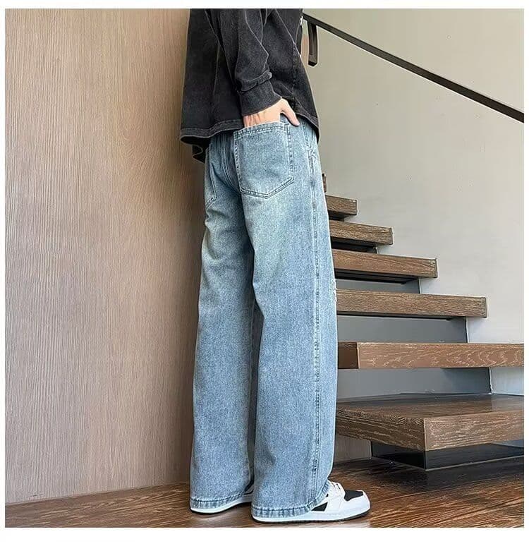 2026 아메리칸 캐주얼 악당 잘 생긴 워싱 레트로 노스탤지어 청바지 남자 스트레이트 루즈핏 펌프 로프 높음 거리 스트레이트 바지 상세 이미지 9