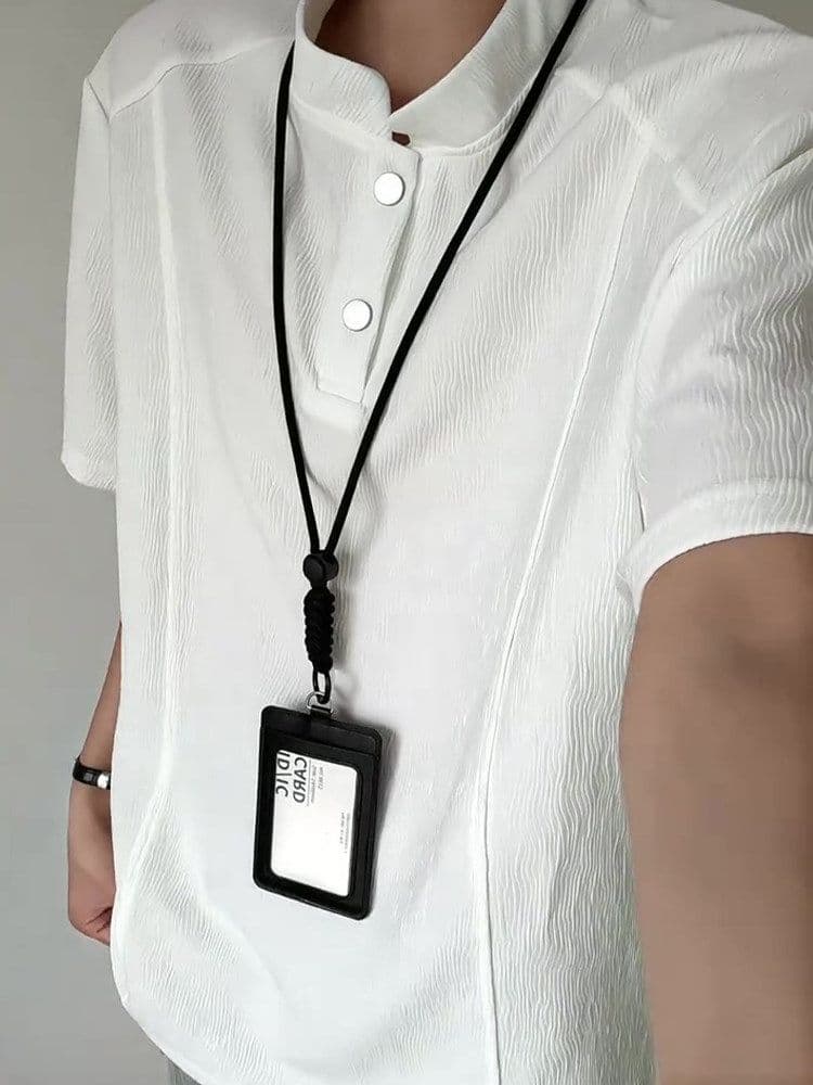 2026 새로운 나무 껍질 곡물 질감 센스 아메리칸 헨리 칼라 반팔 POLO 셔츠 남자 여름 차가운 센스 긍정적 인 어깨 티셔츠 상세 이미지 5