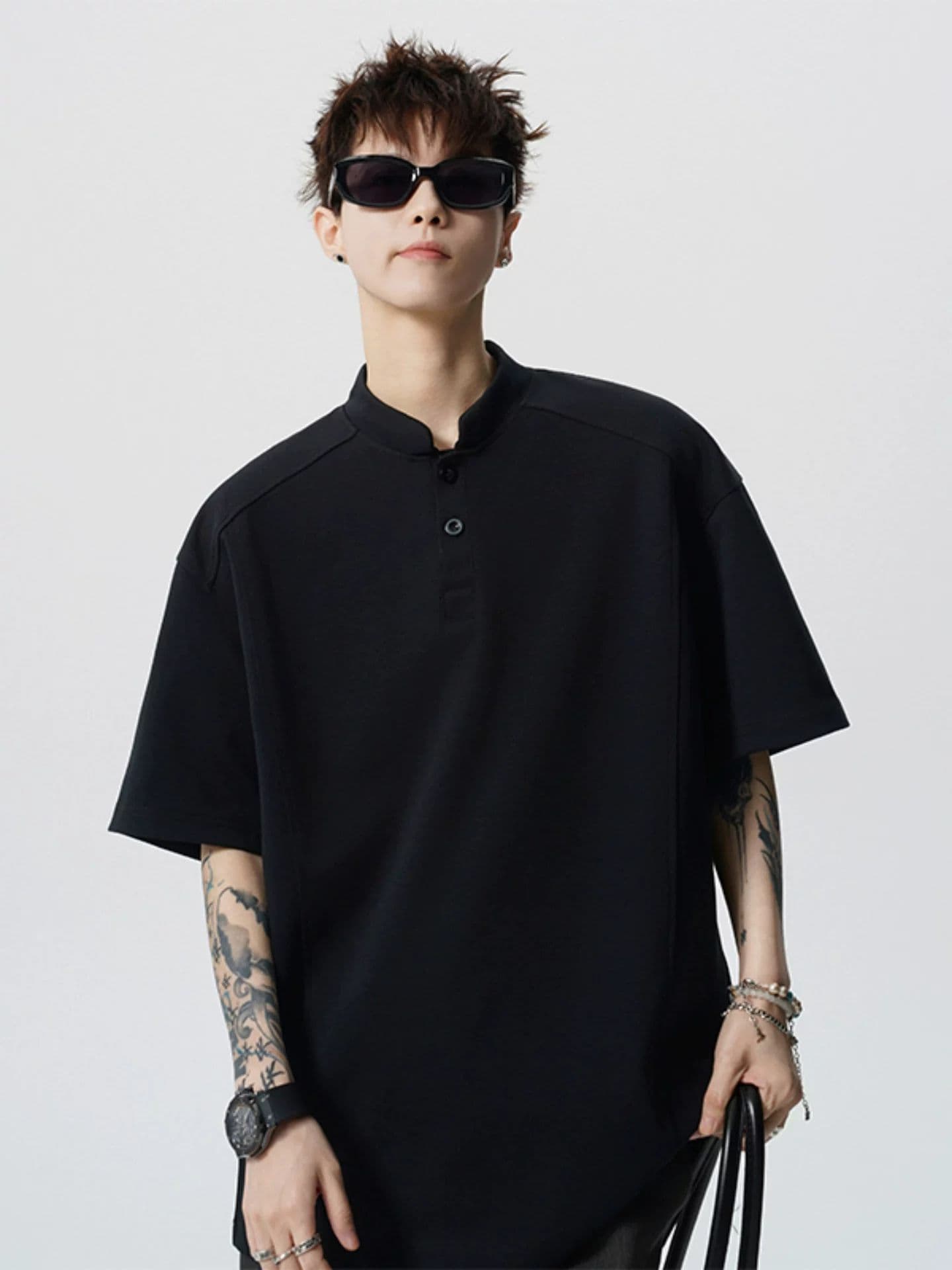 2026 새로운 무거운 헨리 칼라 POLO 셔츠 남녀 여름 조수 브랜드 캐주얼 반소매 티셔츠 이미지 2