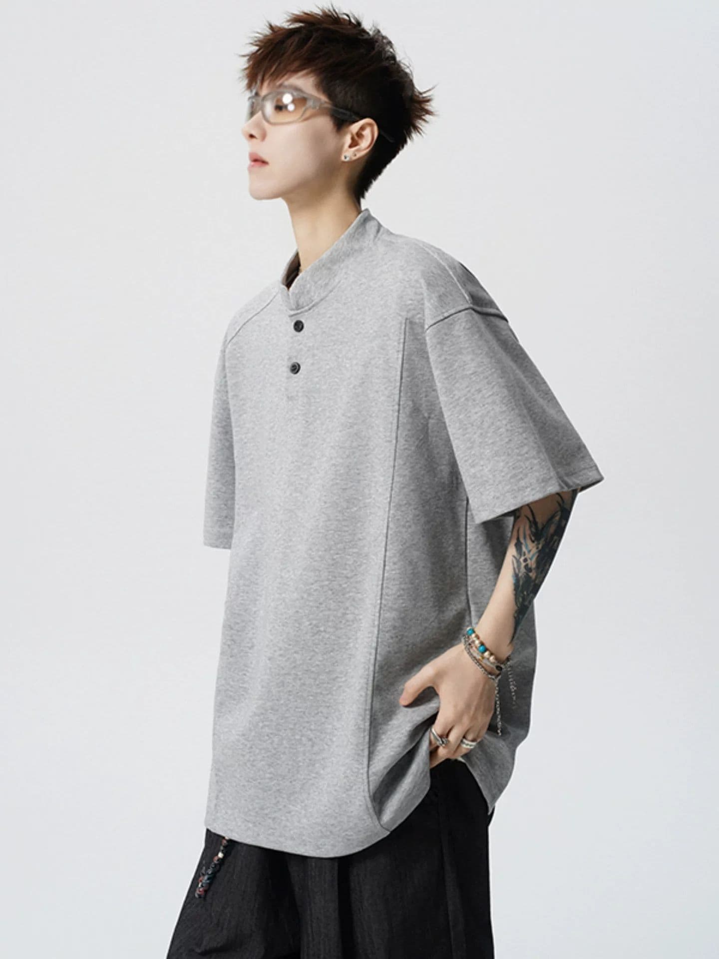 2026 새로운 무거운 헨리 칼라 POLO 셔츠 남녀 여름 조수 브랜드 캐주얼 반소매 티셔츠 이미지 3