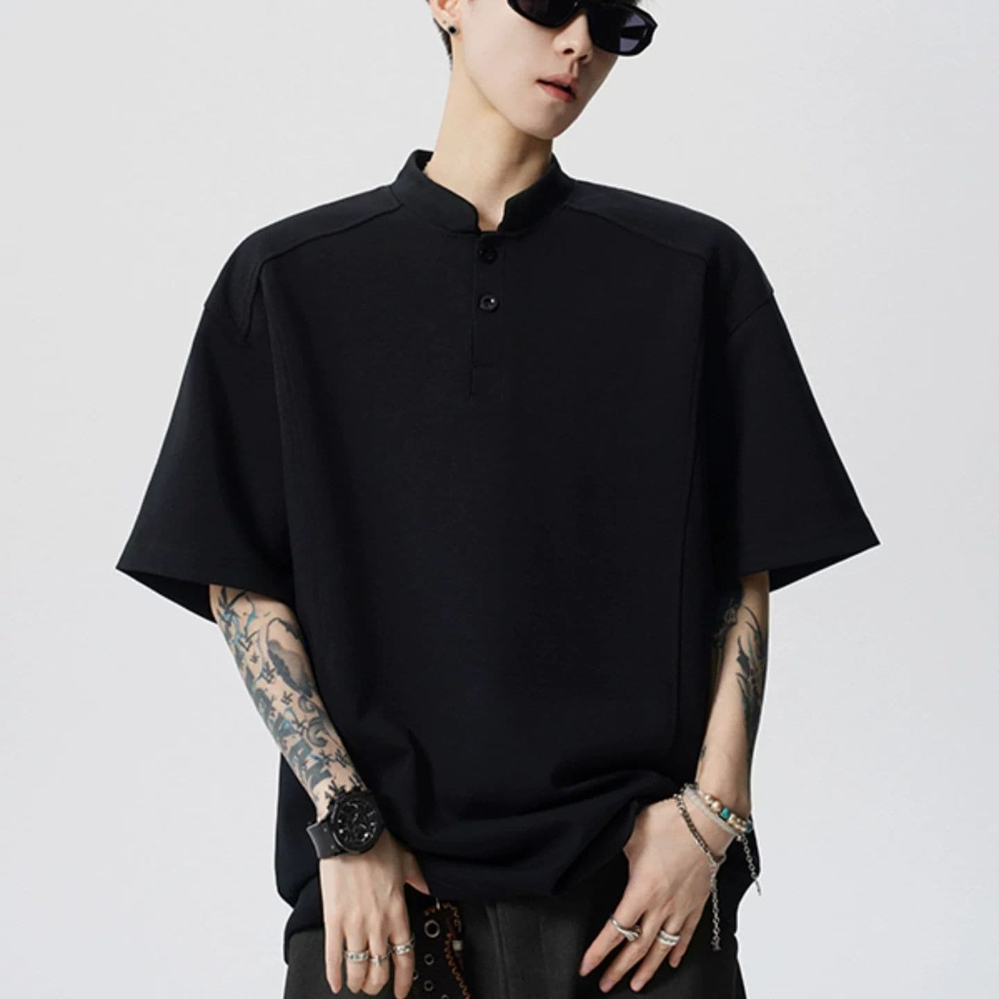 2026 새로운 무거운 헨리 칼라 POLO 셔츠 남녀 여름 조수 브랜드 캐주얼 반소매 티셔츠 이미지 5