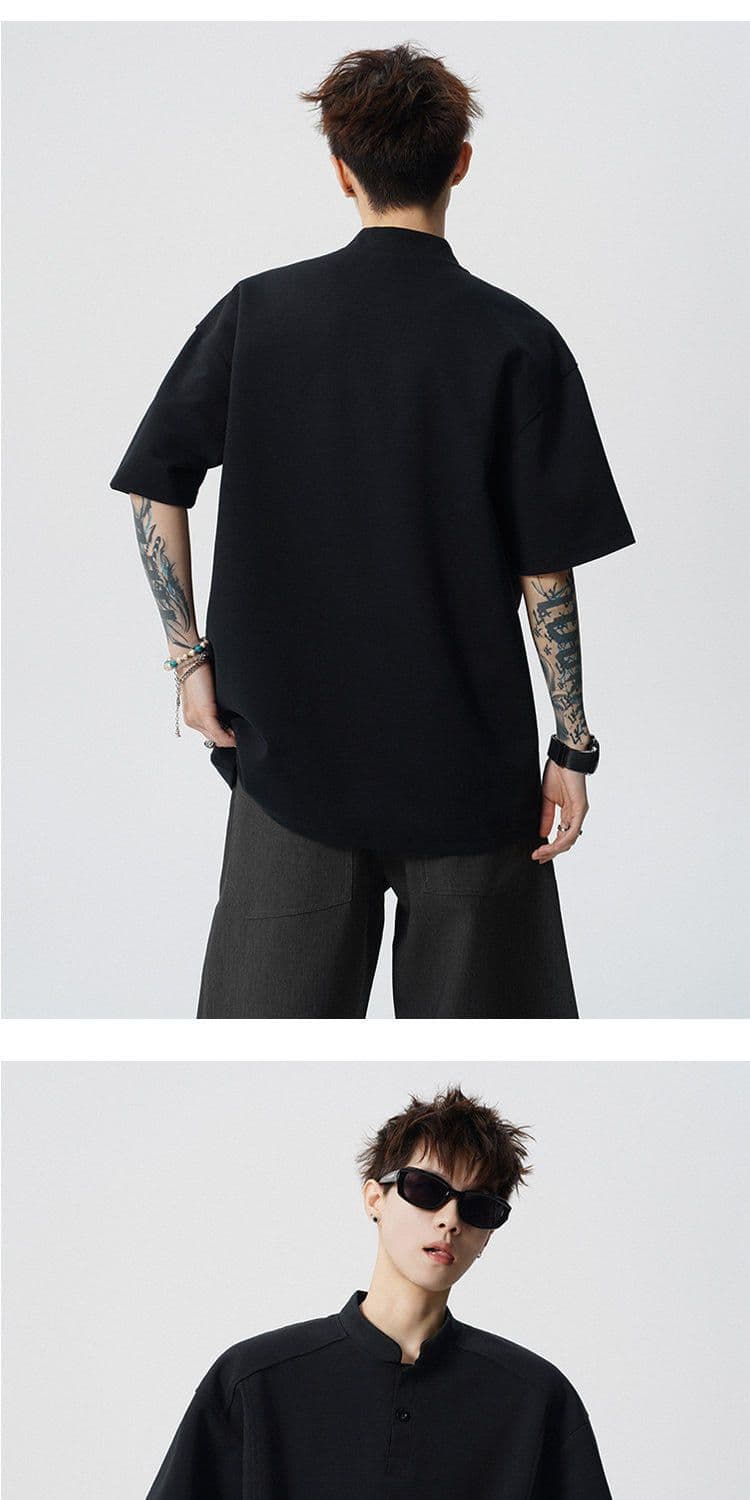 2026 새로운 무거운 헨리 칼라 POLO 셔츠 남녀 여름 조수 브랜드 캐주얼 반소매 티셔츠 상세 이미지 6