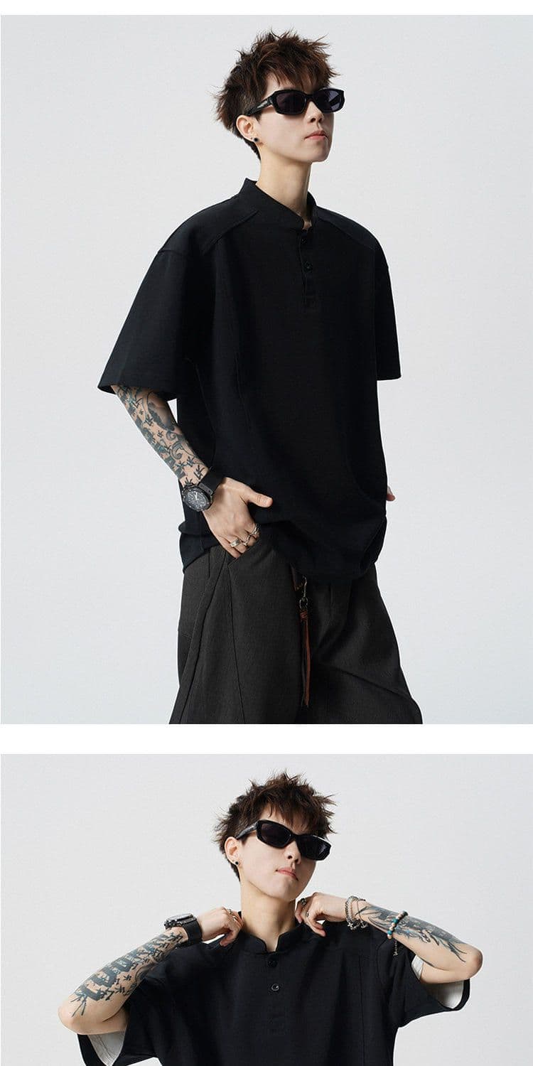 2026 새로운 무거운 헨리 칼라 POLO 셔츠 남녀 여름 조수 브랜드 캐주얼 반소매 티셔츠 상세 이미지 8