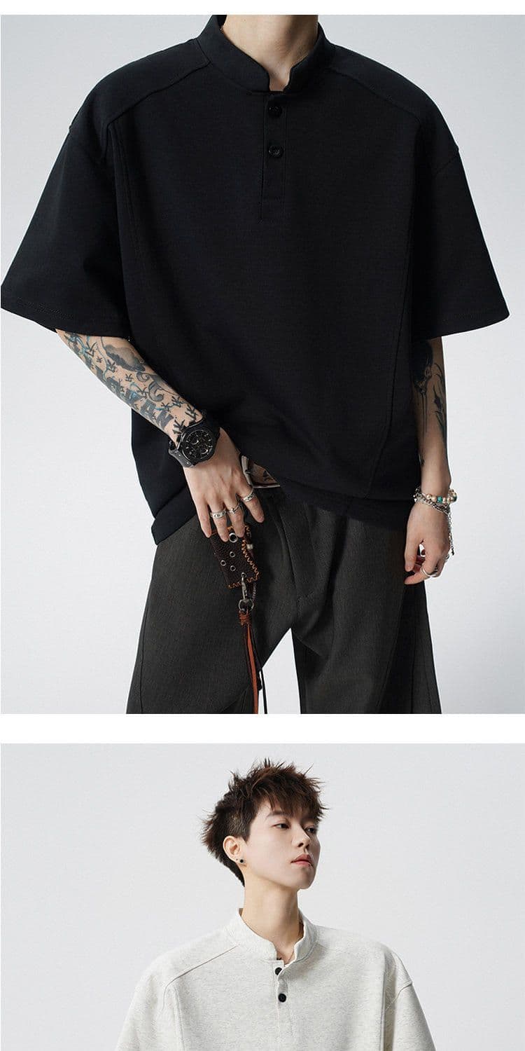 2026 새로운 무거운 헨리 칼라 POLO 셔츠 남녀 여름 조수 브랜드 캐주얼 반소매 티셔츠 상세 이미지 10
