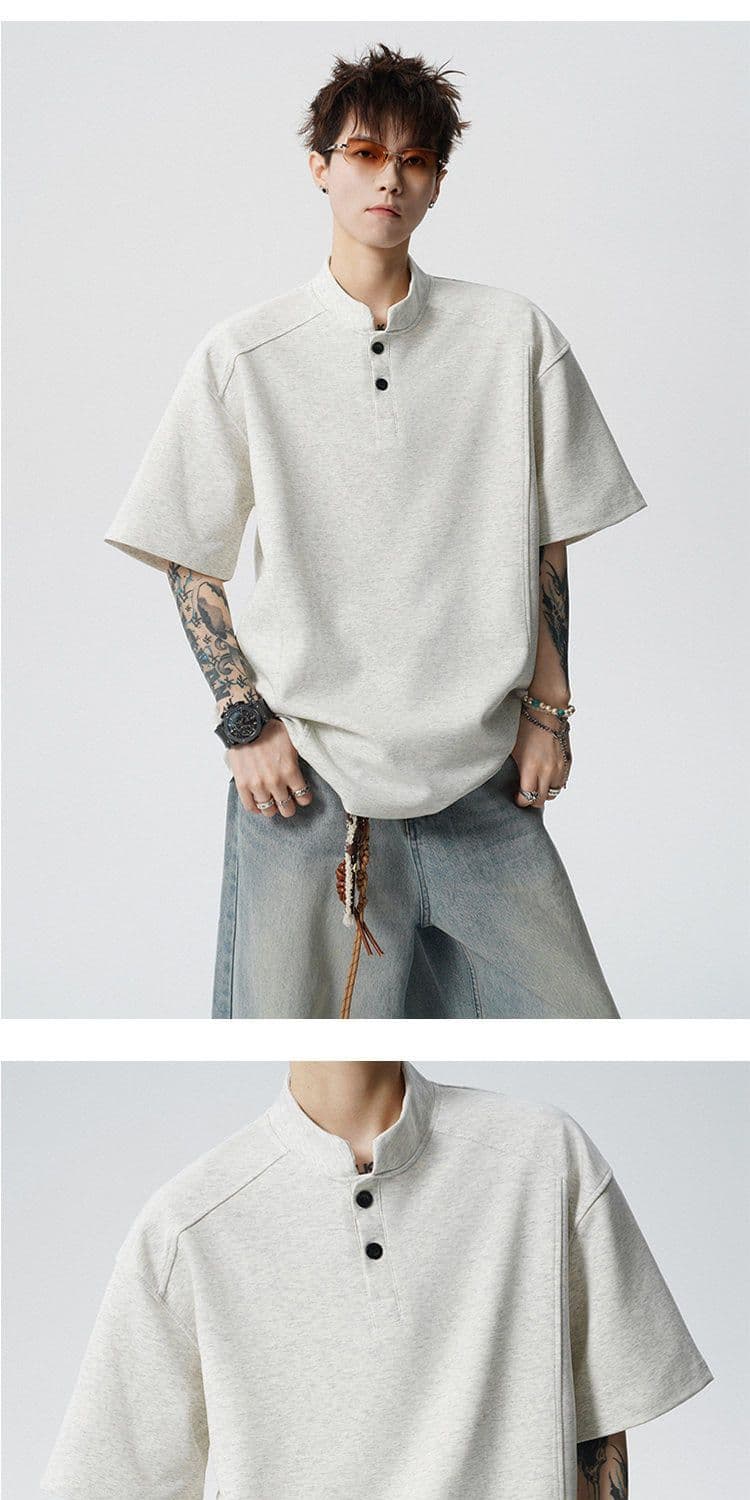2026 새로운 무거운 헨리 칼라 POLO 셔츠 남녀 여름 조수 브랜드 캐주얼 반소매 티셔츠 상세 이미지 12