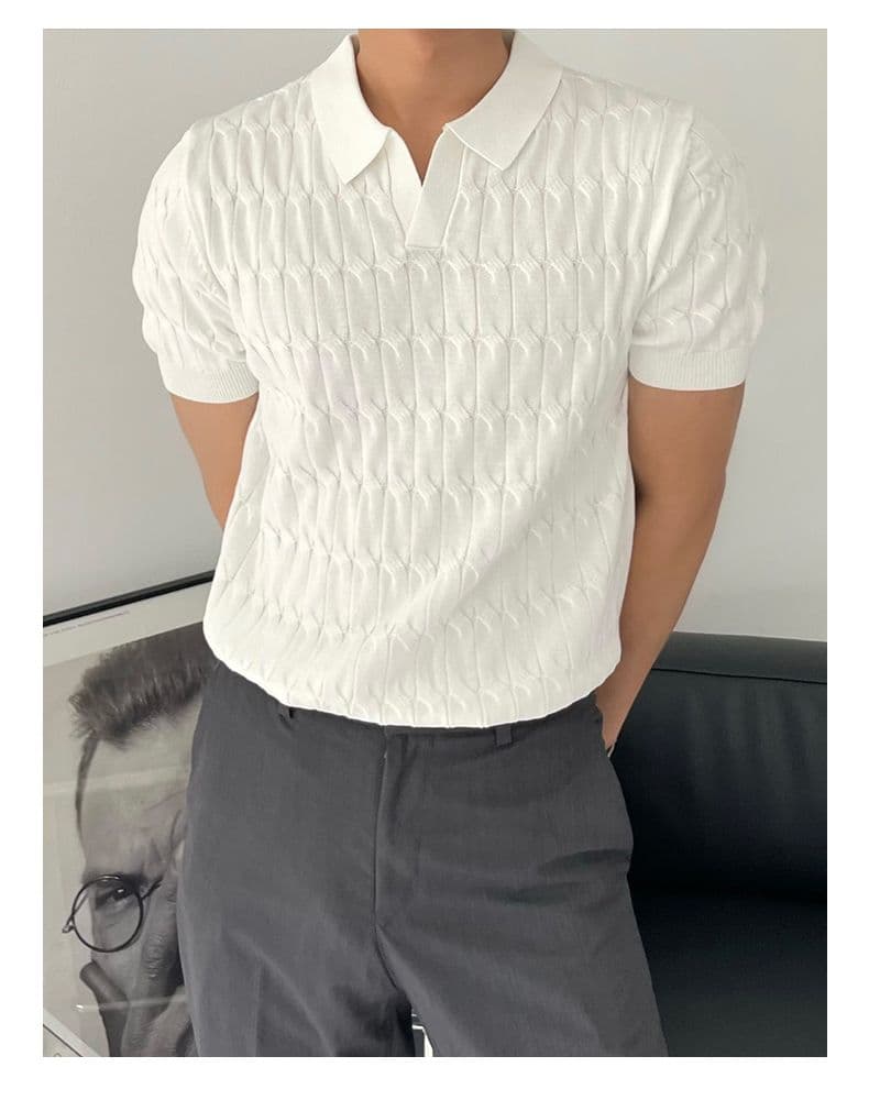 니트 POLO 셔츠 남자 반팔 고급 센스 조수 브랜드 남성 의류 옷 여름 있음 칼라 통기성 캐주얼 청년 맨위 상세 이미지 6