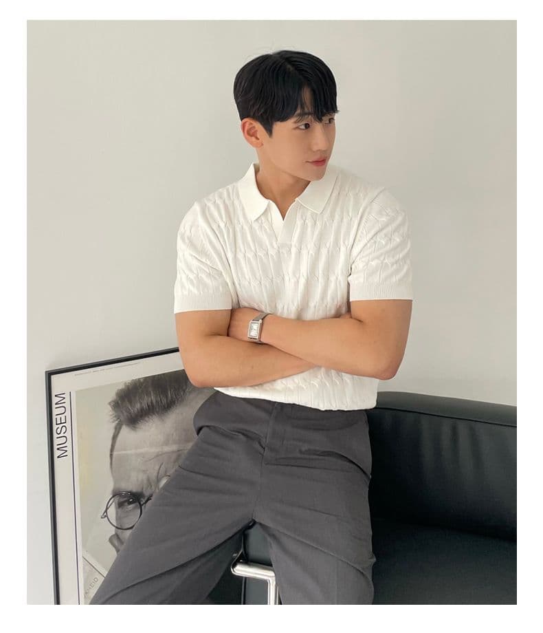 니트 POLO 셔츠 남자 반팔 고급 센스 조수 브랜드 남성 의류 옷 여름 있음 칼라 통기성 캐주얼 청년 맨위 상세 이미지 11