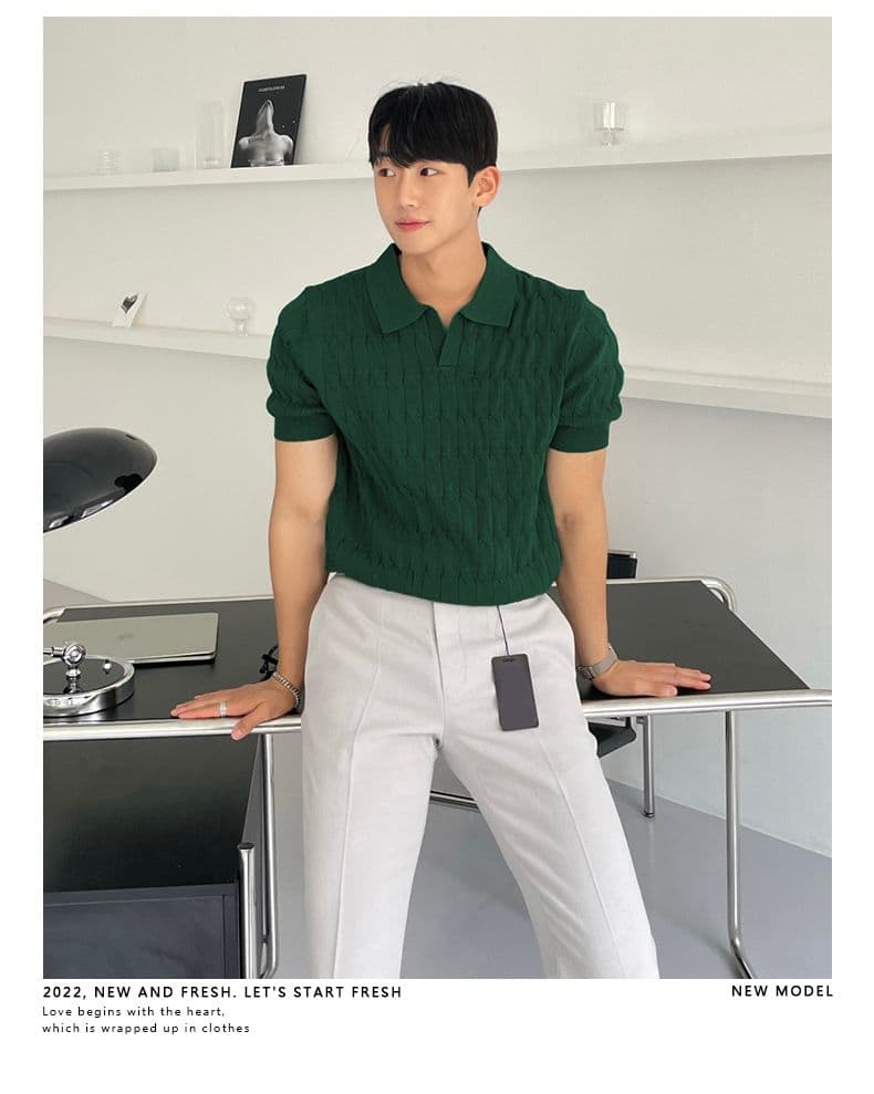 니트 POLO 셔츠 남자 반팔 고급 센스 조수 브랜드 남성 의류 옷 여름 있음 칼라 통기성 캐주얼 청년 맨위 상세 이미지 14