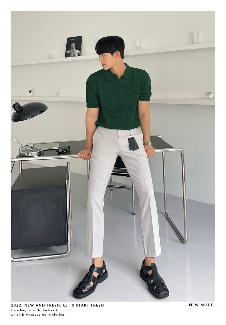 니트 POLO 셔츠 남자 반팔 고급 센스 조수 브랜드 남성 의류 옷 여름 있음 칼라 통기성 캐주얼 청년 맨위 상세 이미지 19
