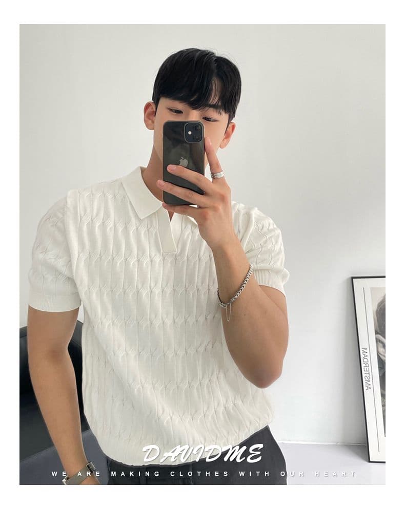 니트 POLO 셔츠 남자 반팔 고급 센스 조수 브랜드 남성 의류 옷 여름 있음 칼라 통기성 캐주얼 청년 맨위 상세 이미지 21
