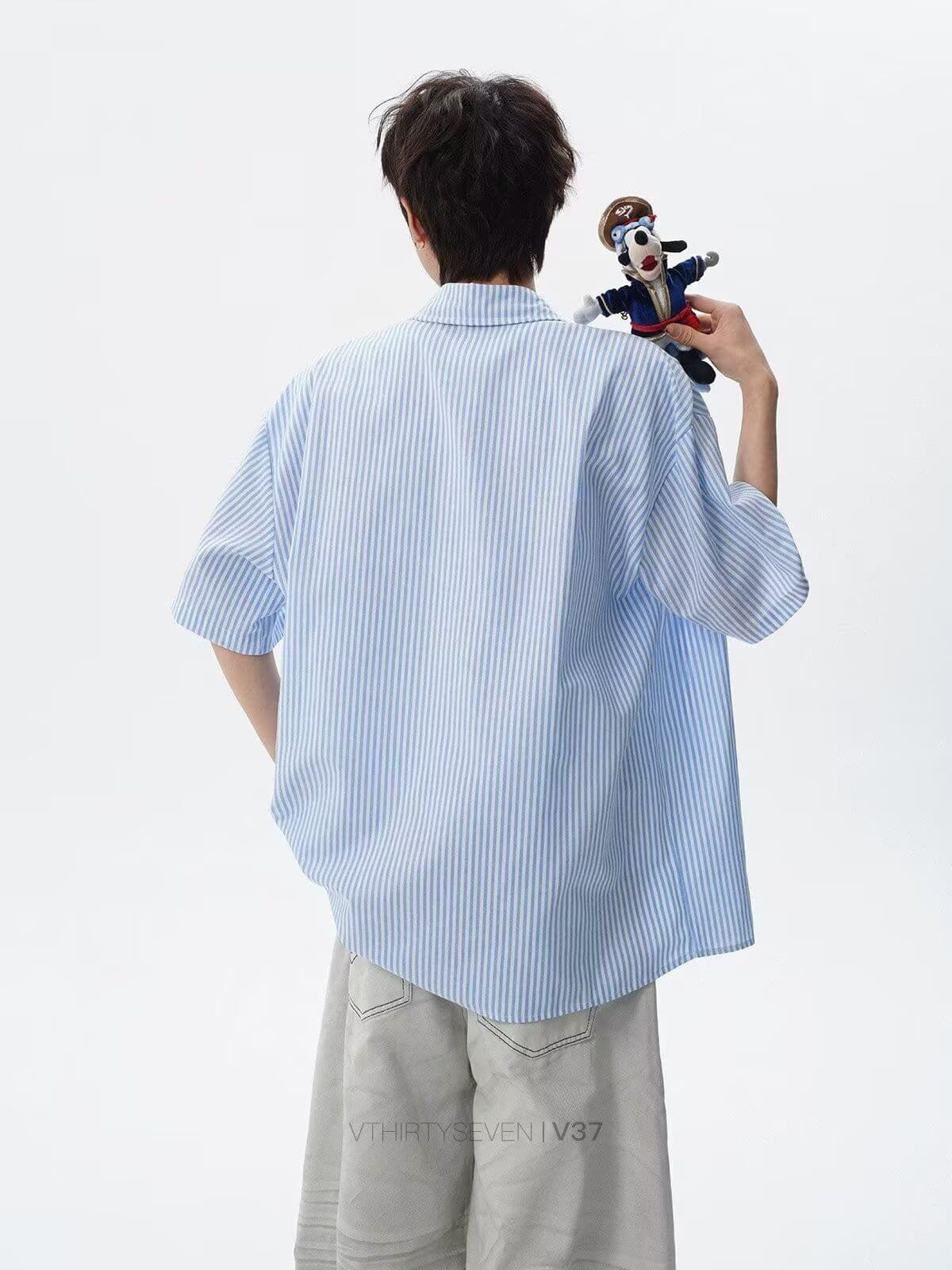 2026 새로운 여름 새로운 패션 디자인 센스 POLO 칼라 자수 작은 열림 셔츠 폴로 칼라 반팔 맨위 남자 상세 이미지 28