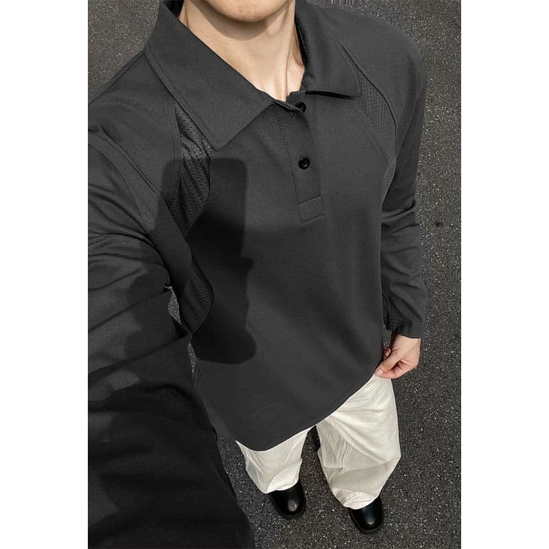 2026 가을 아메리칸 레트로 빅 사이즈 폴로 칼라 긴팔 POLO 셔츠 남녀 캐주얼 루즈핏 통기성 다용도 티셔츠 맨위 이미지 2