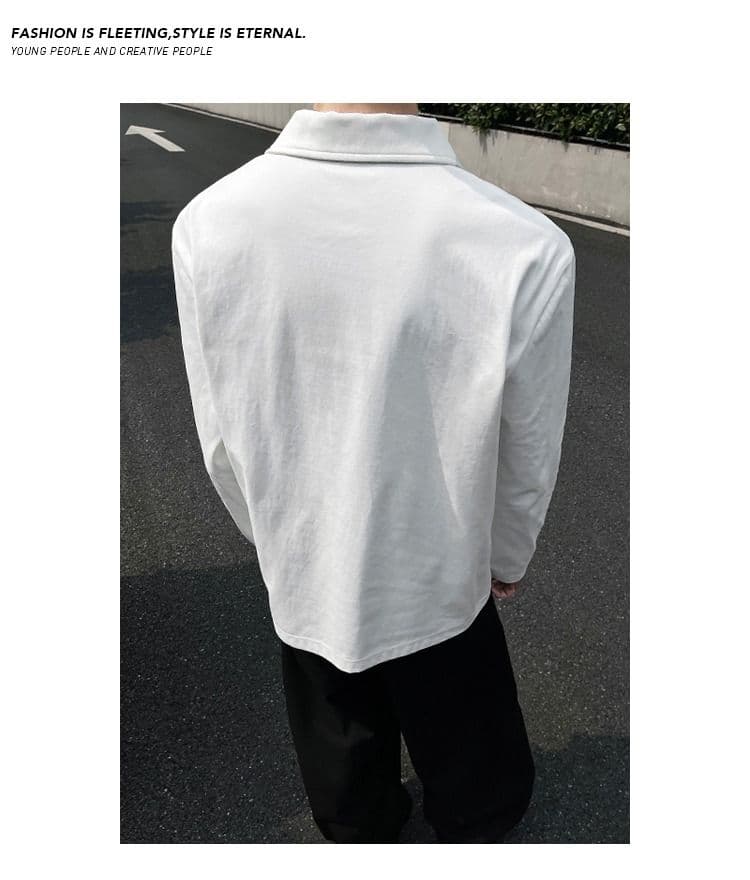 2026 가을 아메리칸 레트로 빅 사이즈 폴로 칼라 긴팔 POLO 셔츠 남녀 캐주얼 루즈핏 통기성 다용도 티셔츠 맨위 상세 이미지 6