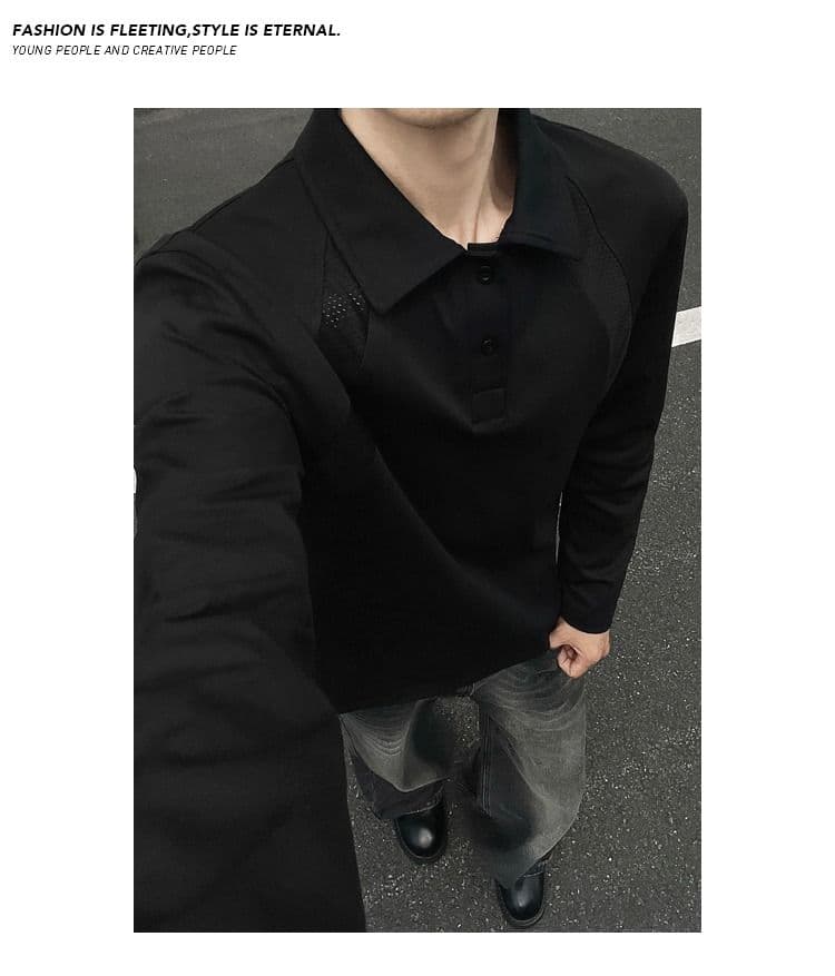 2026 가을 아메리칸 레트로 빅 사이즈 폴로 칼라 긴팔 POLO 셔츠 남녀 캐주얼 루즈핏 통기성 다용도 티셔츠 맨위 상세 이미지 8