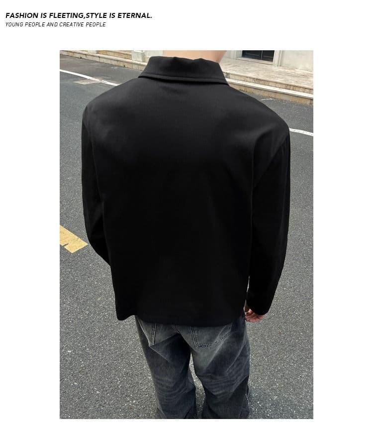 2026 가을 아메리칸 레트로 빅 사이즈 폴로 칼라 긴팔 POLO 셔츠 남녀 캐주얼 루즈핏 통기성 다용도 티셔츠 맨위 상세 이미지 10