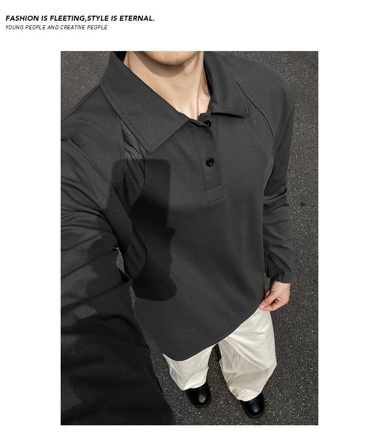 2026 가을 아메리칸 레트로 빅 사이즈 폴로 칼라 긴팔 POLO 셔츠 남녀 캐주얼 루즈핏 통기성 다용도 티셔츠 맨위 상세 이미지 11
