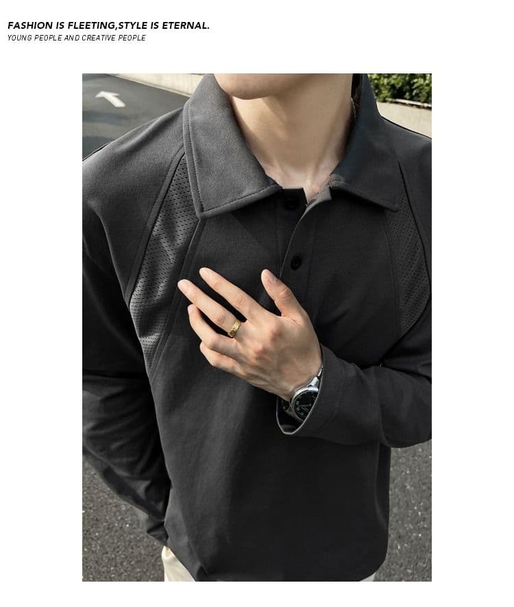 2026 가을 아메리칸 레트로 빅 사이즈 폴로 칼라 긴팔 POLO 셔츠 남녀 캐주얼 루즈핏 통기성 다용도 티셔츠 맨위 상세 이미지 12