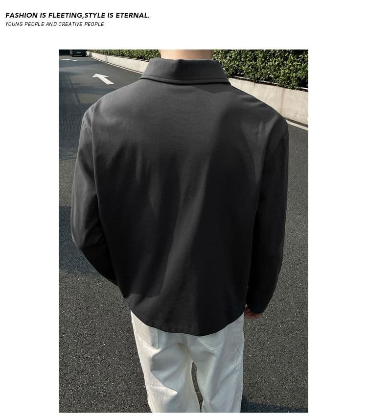2026 가을 아메리칸 레트로 빅 사이즈 폴로 칼라 긴팔 POLO 셔츠 남녀 캐주얼 루즈핏 통기성 다용도 티셔츠 맨위 상세 이미지 14