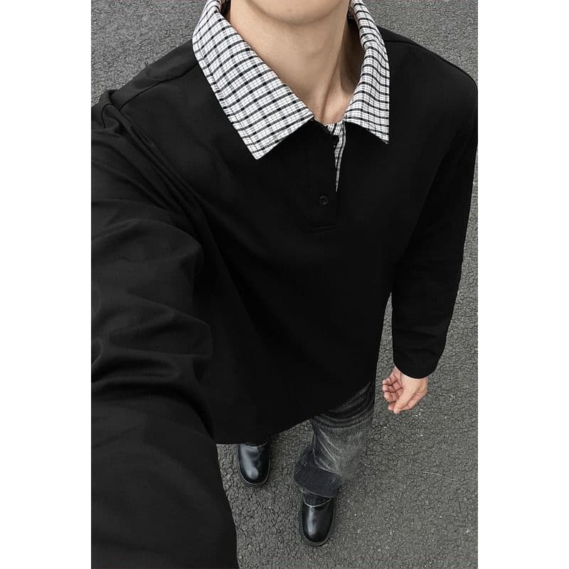 2026 아메리칸 레트로 빅 사이즈 폴로 칼라 긴팔 POLO 셔츠 남녀 캐주얼 루즈핏 통기성 다용도 티셔츠 맨위 이미지 4