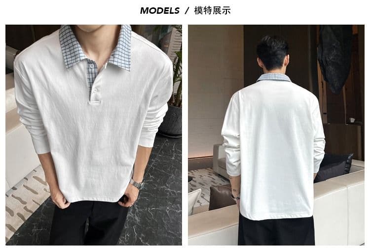 2026 아메리칸 레트로 빅 사이즈 폴로 칼라 긴팔 POLO 셔츠 남녀 캐주얼 루즈핏 통기성 다용도 티셔츠 맨위 상세 이미지 2