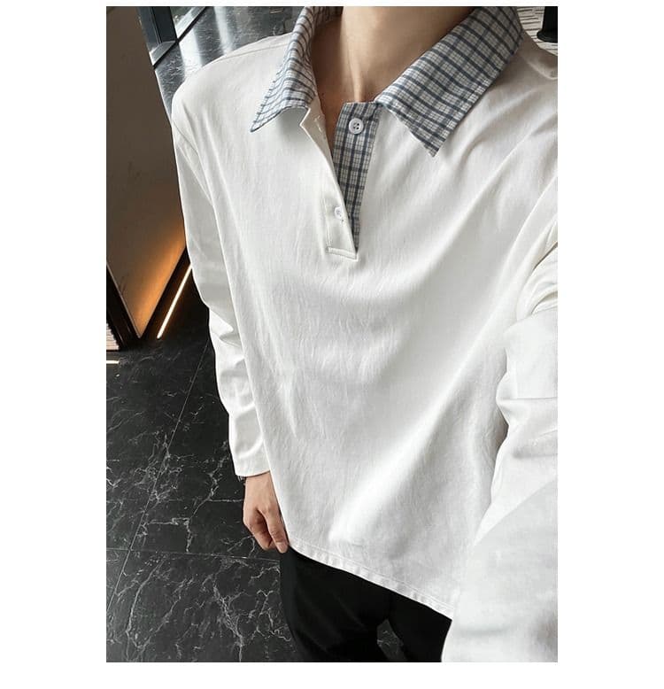2026 아메리칸 레트로 빅 사이즈 폴로 칼라 긴팔 POLO 셔츠 남녀 캐주얼 루즈핏 통기성 다용도 티셔츠 맨위 상세 이미지 3