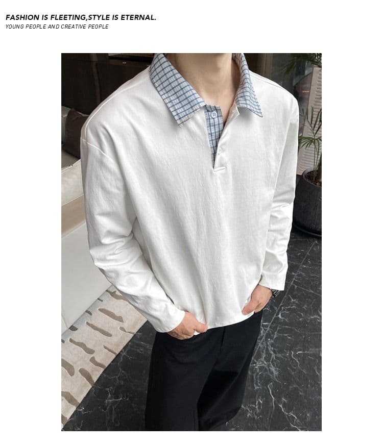 2026 아메리칸 레트로 빅 사이즈 폴로 칼라 긴팔 POLO 셔츠 남녀 캐주얼 루즈핏 통기성 다용도 티셔츠 맨위 상세 이미지 4