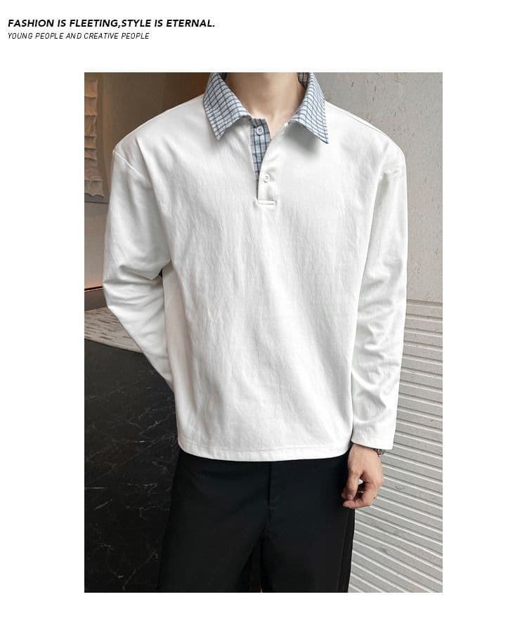 2026 아메리칸 레트로 빅 사이즈 폴로 칼라 긴팔 POLO 셔츠 남녀 캐주얼 루즈핏 통기성 다용도 티셔츠 맨위 상세 이미지 6