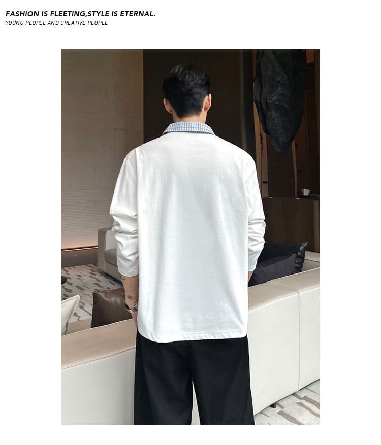 2026 아메리칸 레트로 빅 사이즈 폴로 칼라 긴팔 POLO 셔츠 남녀 캐주얼 루즈핏 통기성 다용도 티셔츠 맨위 상세 이미지 8
