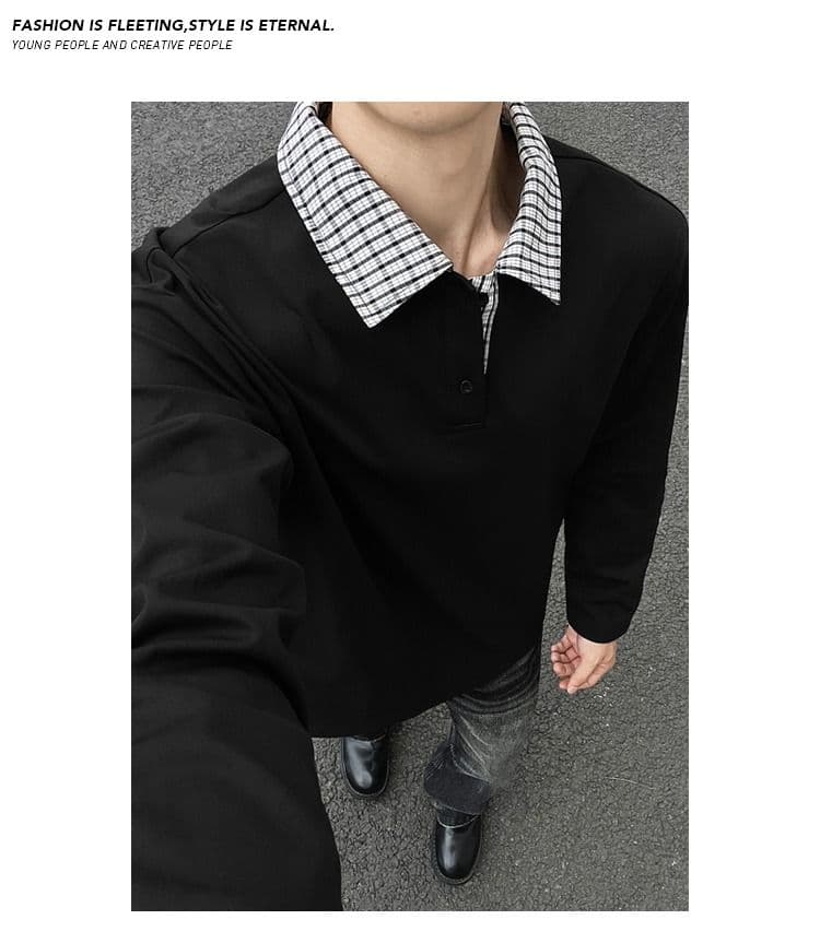 2026 아메리칸 레트로 빅 사이즈 폴로 칼라 긴팔 POLO 셔츠 남녀 캐주얼 루즈핏 통기성 다용도 티셔츠 맨위 상세 이미지 9