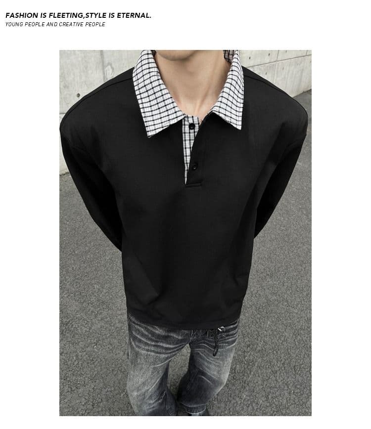 2026 아메리칸 레트로 빅 사이즈 폴로 칼라 긴팔 POLO 셔츠 남녀 캐주얼 루즈핏 통기성 다용도 티셔츠 맨위 상세 이미지 10