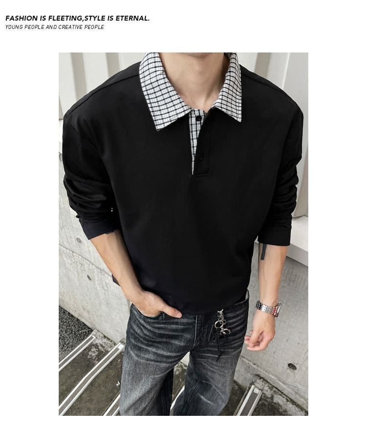 2026 아메리칸 레트로 빅 사이즈 폴로 칼라 긴팔 POLO 셔츠 남녀 캐주얼 루즈핏 통기성 다용도 티셔츠 맨위 상세 이미지 12
