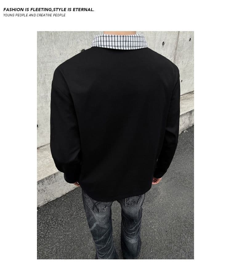 2026 아메리칸 레트로 빅 사이즈 폴로 칼라 긴팔 POLO 셔츠 남녀 캐주얼 루즈핏 통기성 다용도 티셔츠 맨위 상세 이미지 14