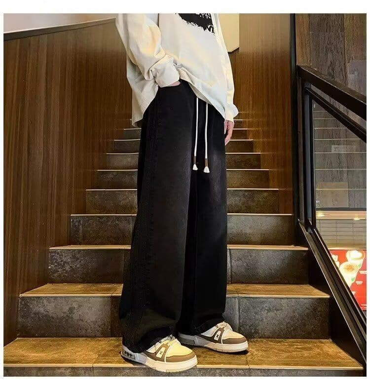 2026 아메리칸 측면 스트라이프 데님 바지 남자 봄 가을 고급 센스 루즈핏 트렌드 다용도 캐주얼 스트레이트 긴 바지 상세 이미지 9