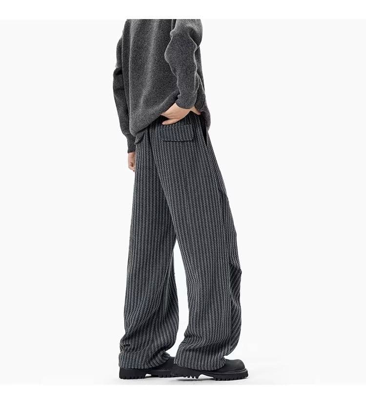 2026 봄 가을 새로운 높음 그램 무거운 생선뼈 곡물 빅 사이즈 스트레이트 바닥 청소 캐주얼 바지 남성 루즈핏 긴 바지 상세 이미지 26