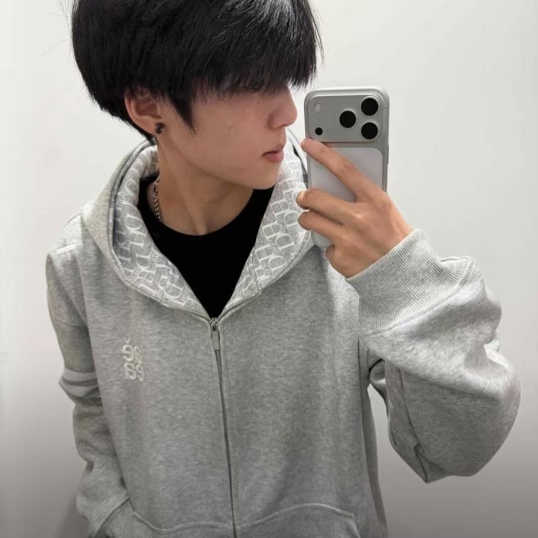 2026 새로운 가을 겨울 무거운 순면 자수 아메리칸 프린트 오픈 가디건 후드티 재킷 남녀 맨위 서비스 상세 이미지 4