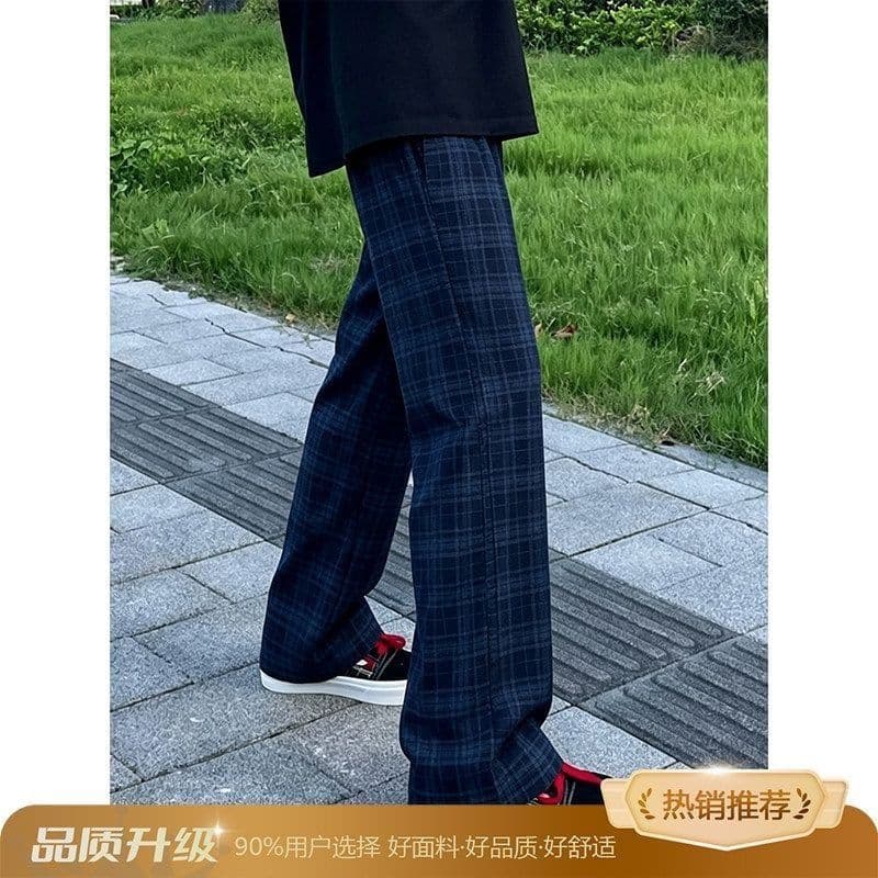 2026 아메리칸 레트로 cleanfit 체크무늬 바지 남자 여름 얇은 스타일 스트레이트 부츠컷 바지 속도 건조한 캐주얼 운동 바지 상세 이미지 7