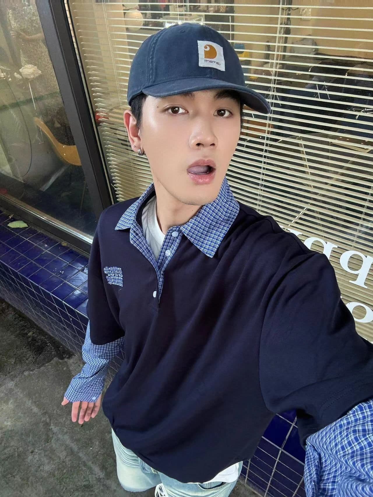2026 새로운 무거운 봄 가을 체크무늬 패치워크 페이크 레이어드 POLO 칼라 커플 후드티 긴팔 티셔츠 이미지 4