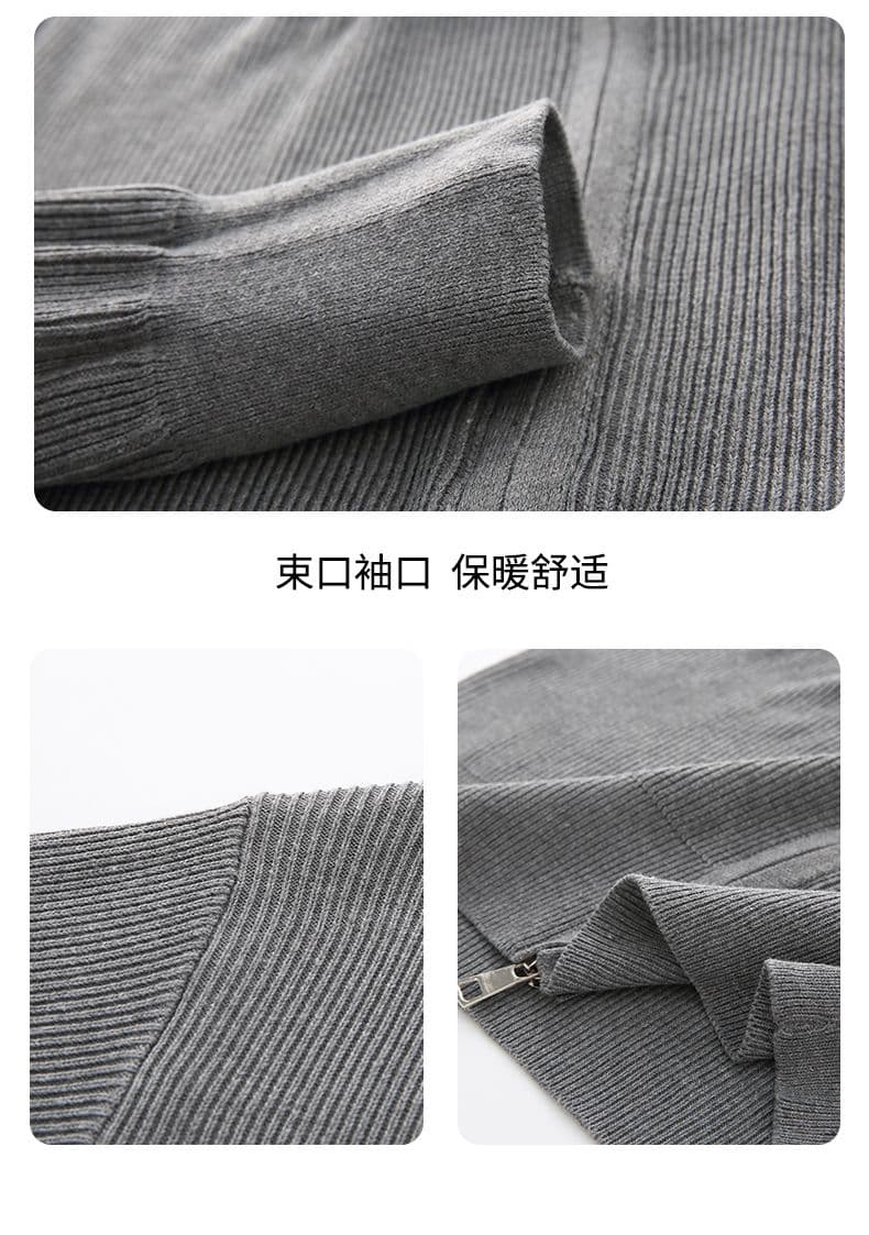 2026 새로운 무거운 스탠드 칼라 지퍼 오픈 가디건 스웨터 남성 가을 조수 브랜드 아메리칸 니트 스웨터 재킷 맨위 상세 이미지 4