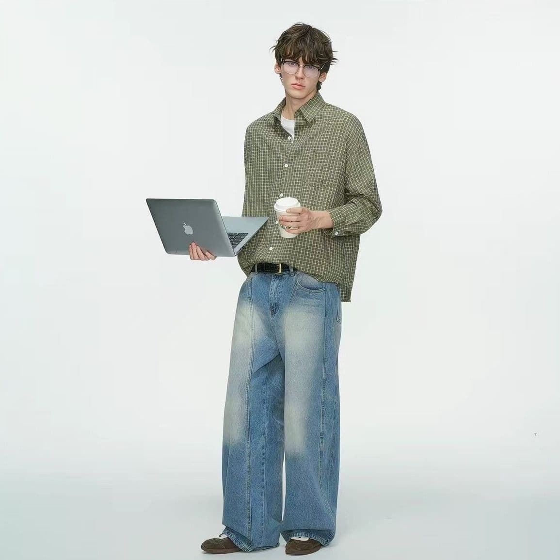 2026 새로운 일본식 캐주얼 바람 다용도 남성 긴팔 높음 지혜 센스 조수 브랜드 패션 스택 착용 고급 셔츠 재킷 이미지 3