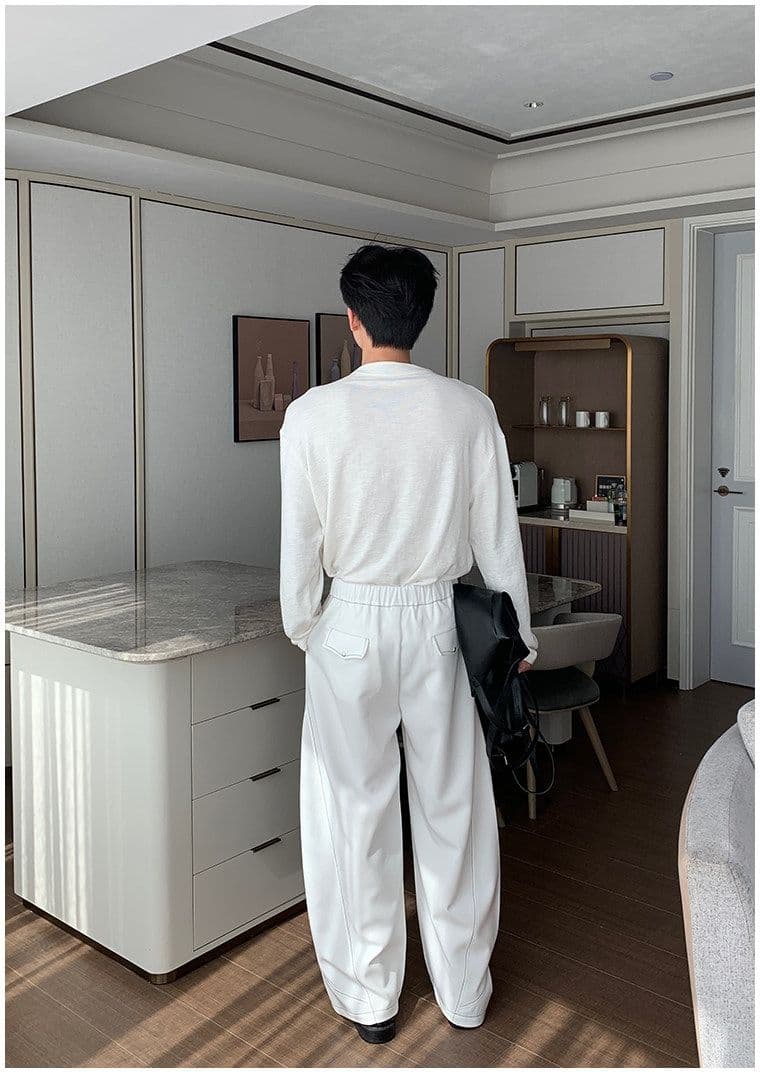 2026 새로운 무거운 봄 가을 헨리 칼라 대나무 마디 면 긴팔 티셔츠 남자 상세 이미지 9