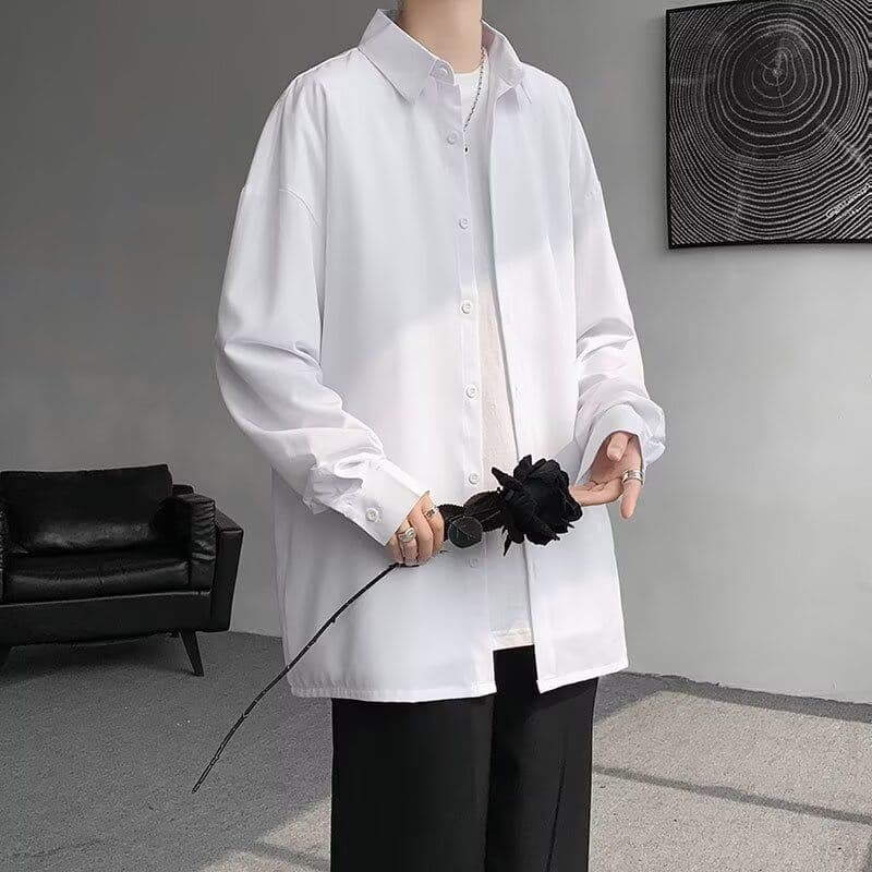 2026 파란색 셔츠 남자 봄 가을 한 부서 분위기 센스 착용 가져 가라. 긴팔 셔츠 고급 센스 악당 잘 생긴 얇은 코트 이미지 5