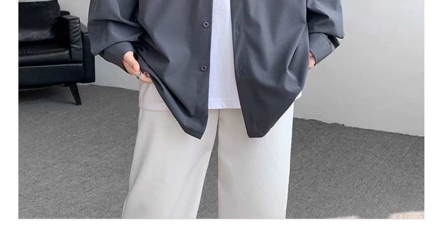 2026 파란색 셔츠 남자 봄 가을 한 부서 분위기 센스 착용 가져 가라. 긴팔 셔츠 고급 센스 악당 잘 생긴 얇은 코트 상세 이미지 16
