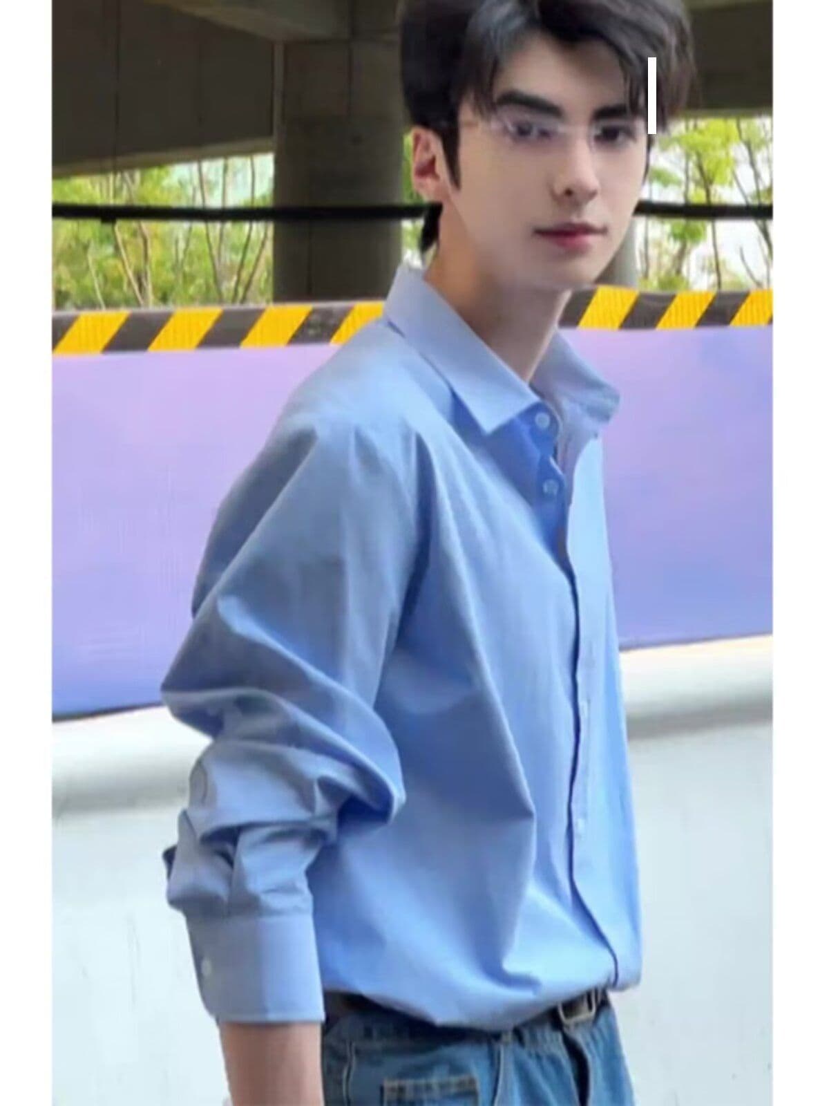 2026 파란색 셔츠 남자 봄 가을 한 부서 분위기 센스 착용 가져 가라. 긴팔 셔츠 고급 센스 악당 잘 생긴 얇은 코트 상세 이미지 24
